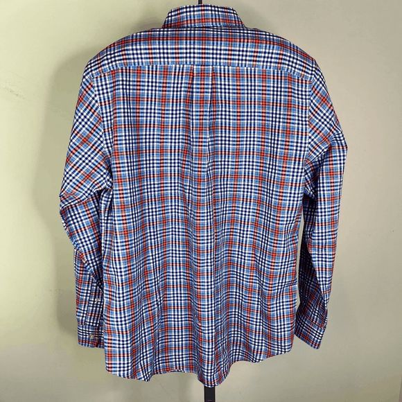 Vineyard Vines Slim Fit Murray Shirt Blue White Orange Plaid 100% Cotton Size M - Picture 3 of 3
